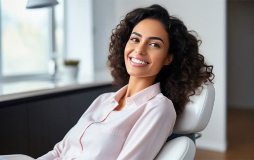 Smiling woman in dental treatment chair